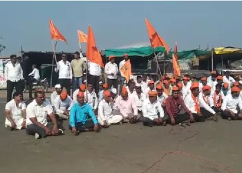 Protest for maratha reservation on belha jejuri road pune