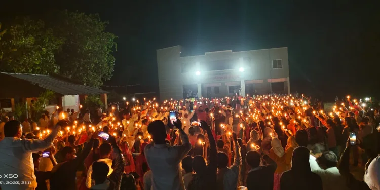 Candle march in ambegaon for maratha reservation