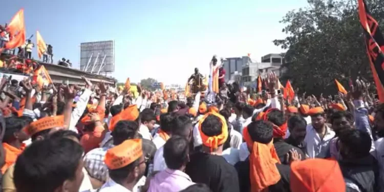 traffic jam due to maratha rally in pune city on Wednesday