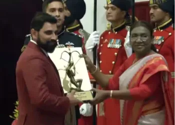 cricketer Mohammed Shami Receives Arjuna Award By President Murmu National Sports Award Ceremony