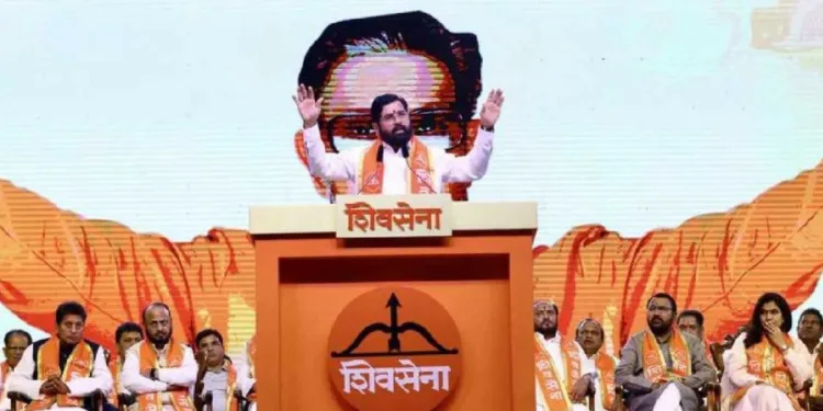 Eknath Shinde as Shivsena Pramukh banner displays in bandra