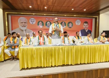 BJP party workers rally and meeting for shirur loksabha under UP DCM brijesh Pathak