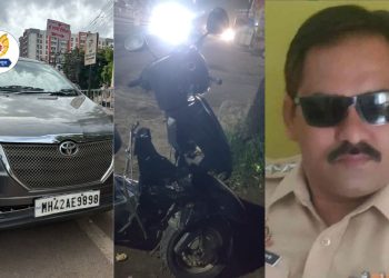 two youth injured ad Senior RTO officer hits two wheeler in kunjirwadi loni kalbhor pune