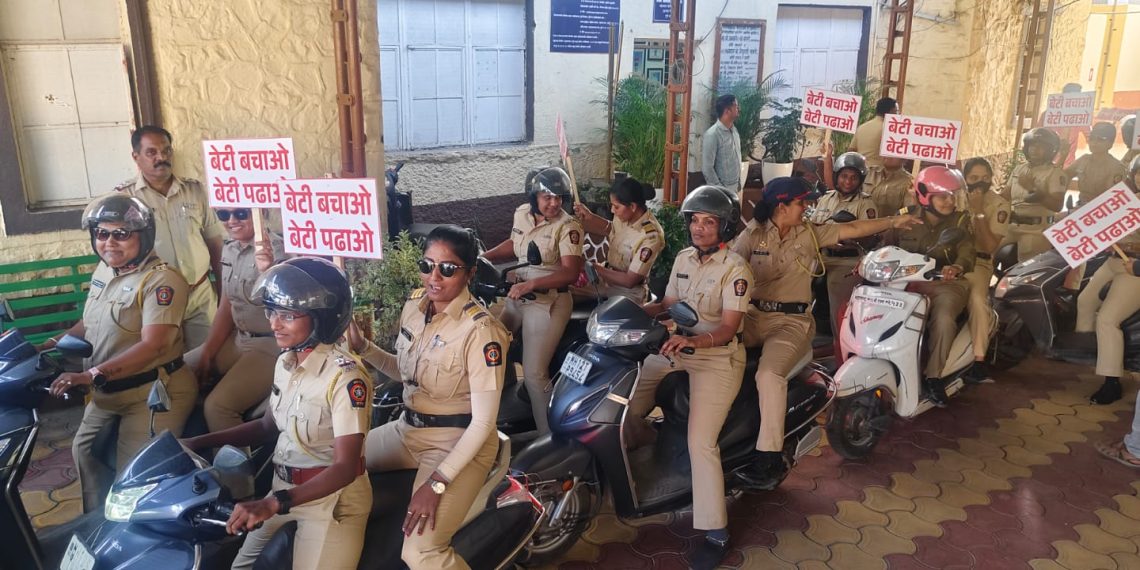 Bike rally of police ahead international women day loni kalbhor