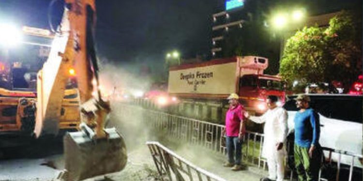 Removal of BRT road started at Nagar road pune