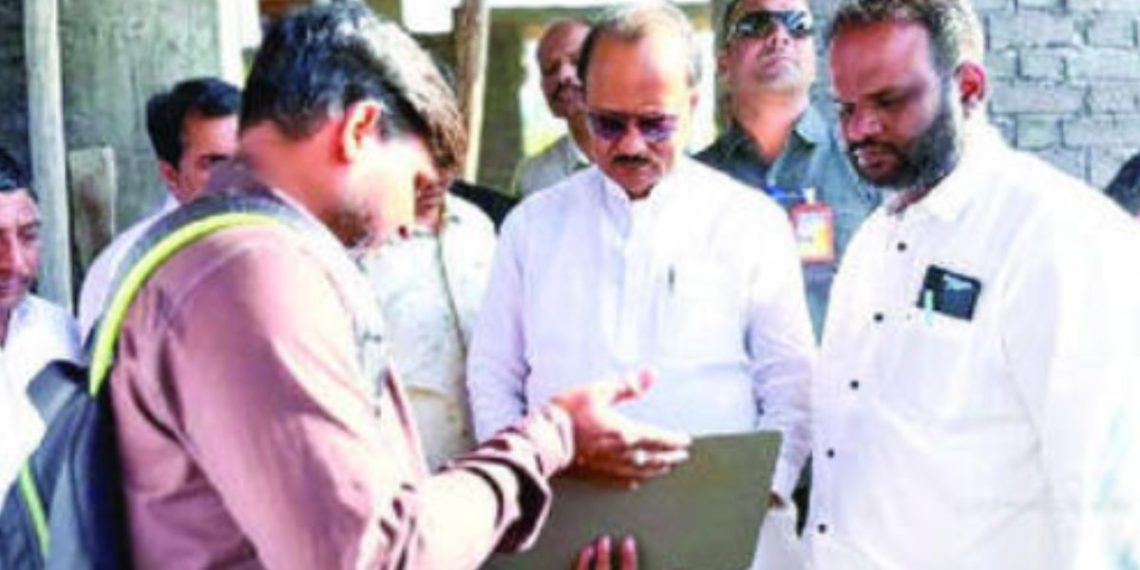 DCM ajit Pawar takes review of big boss winer suraj chavan house work baramati Pune