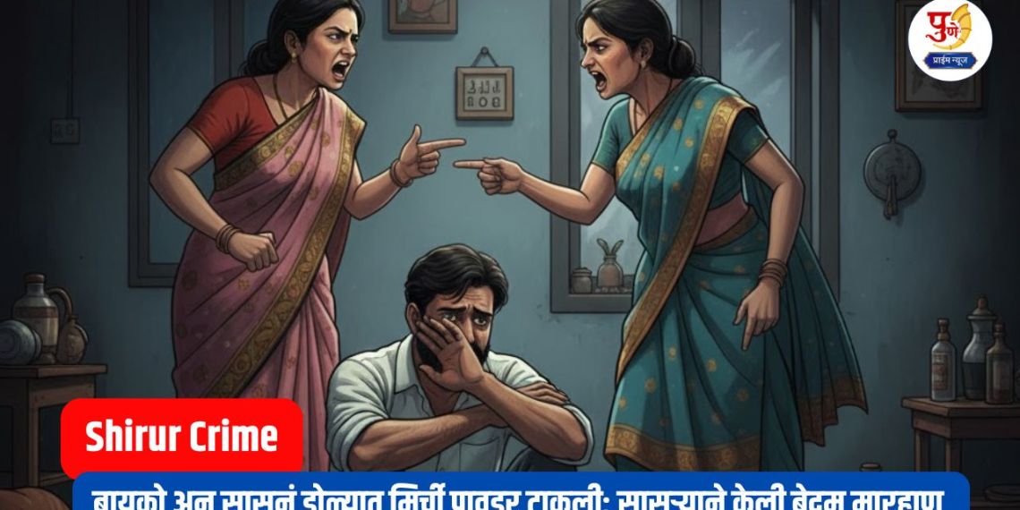 Shirur Crime: Mother-in-law and wife put chili powder in eyes; Father-in-law brutally beat son-in-law with gas pipe, case registered