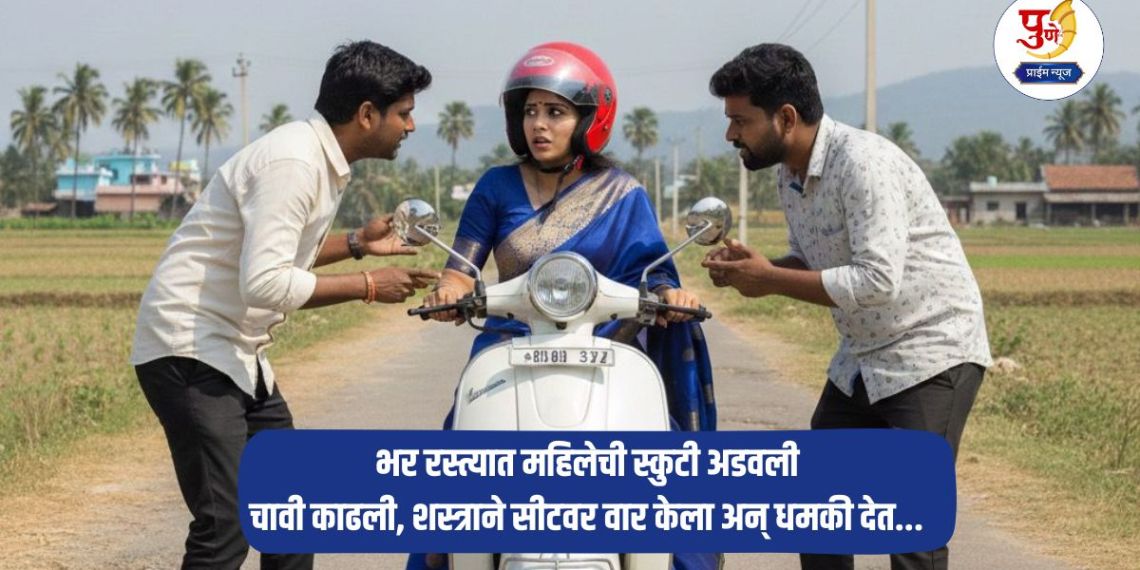 Baramati Crime: Horrible incident in Baramati! Woman's scooter stopped on the road; Key taken out, weapon stabbed on seat and threatened...