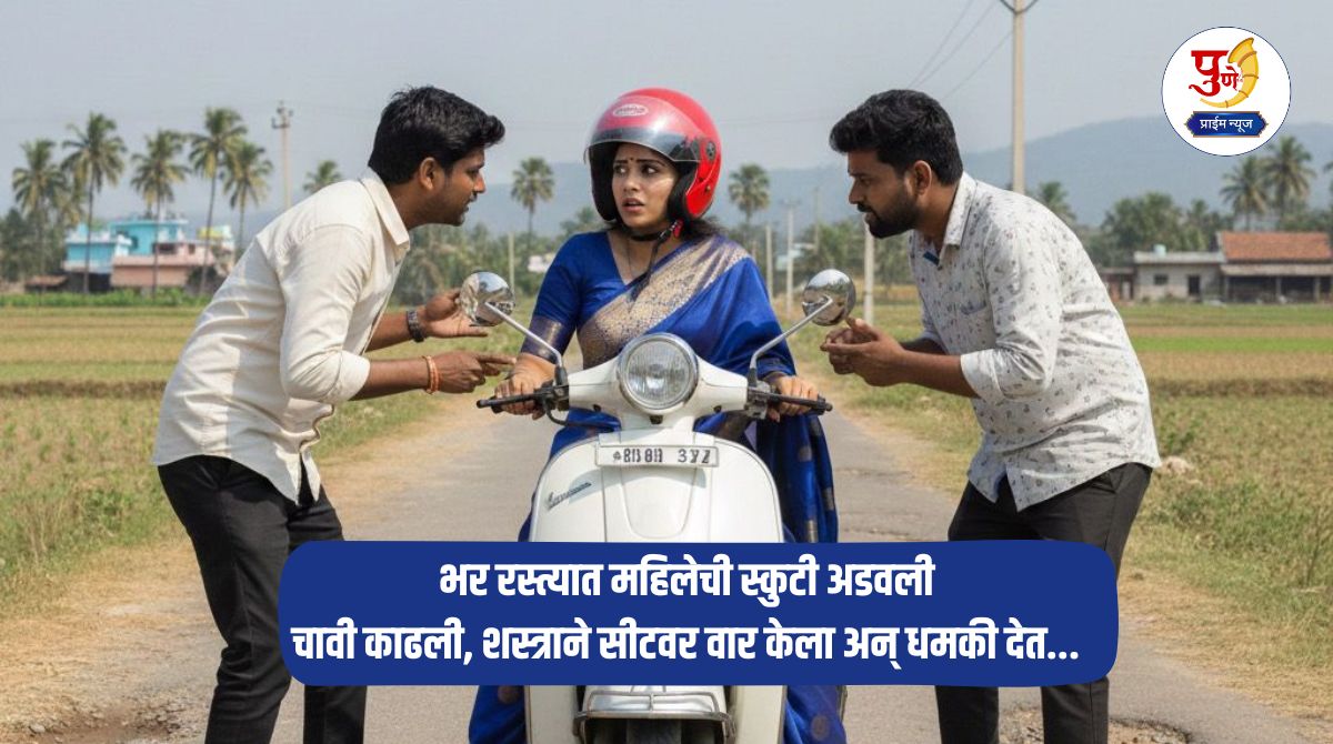 Baramati Crime: Horrible incident in Baramati! Woman's scooter stopped on the road; Key taken out, weapon stabbed on seat and threatened...