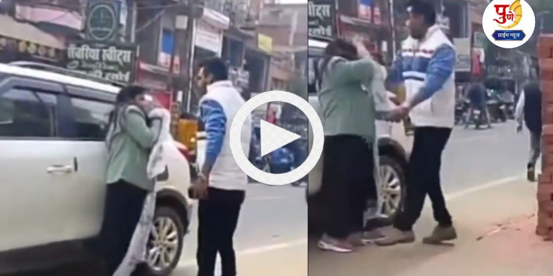 Viral Video: Wife went to 'OYO' with boyfriend; Husband caught her red-handed and then 'beat her up' on the road, watch VIDEO