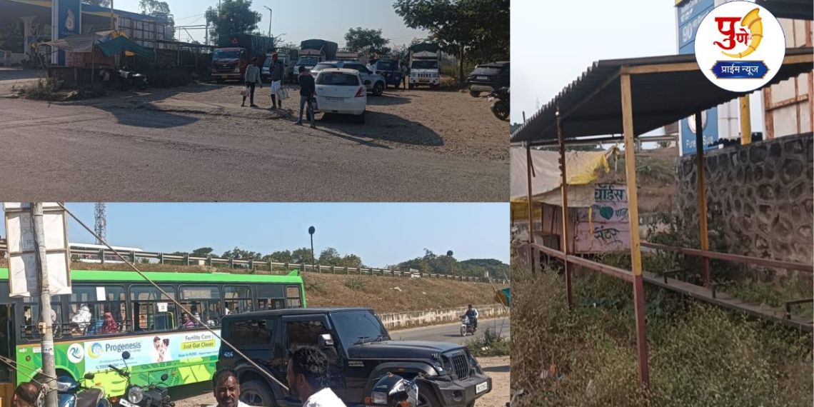 Pune News: PMPML bus stand turned into a parking lot; shed also in poor condition