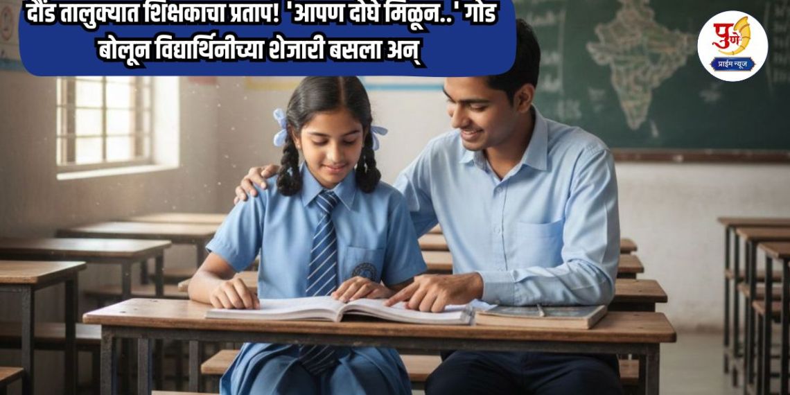 Daund News: Teacher's glory in Daund taluka! 'We are together..' He sat next to the student, sweetly speaking, and touched her in a dirty way..