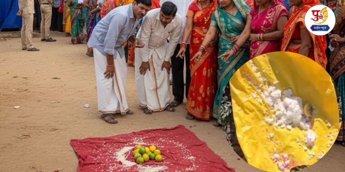 Baramati News: In Baramati, a 'thing' was done on the candidate's ballot paper! Coconut, lemon and rice were placed near the booth; There was a stir in the area