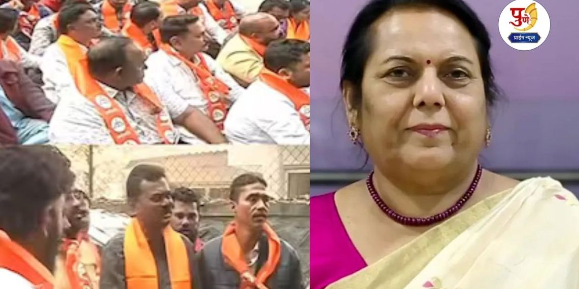 Pune Politics: Shiv Sainiks storm outside Neelam Gorhe's house in Pune! Allegations of 'commercial' ticket distribution create a stir..