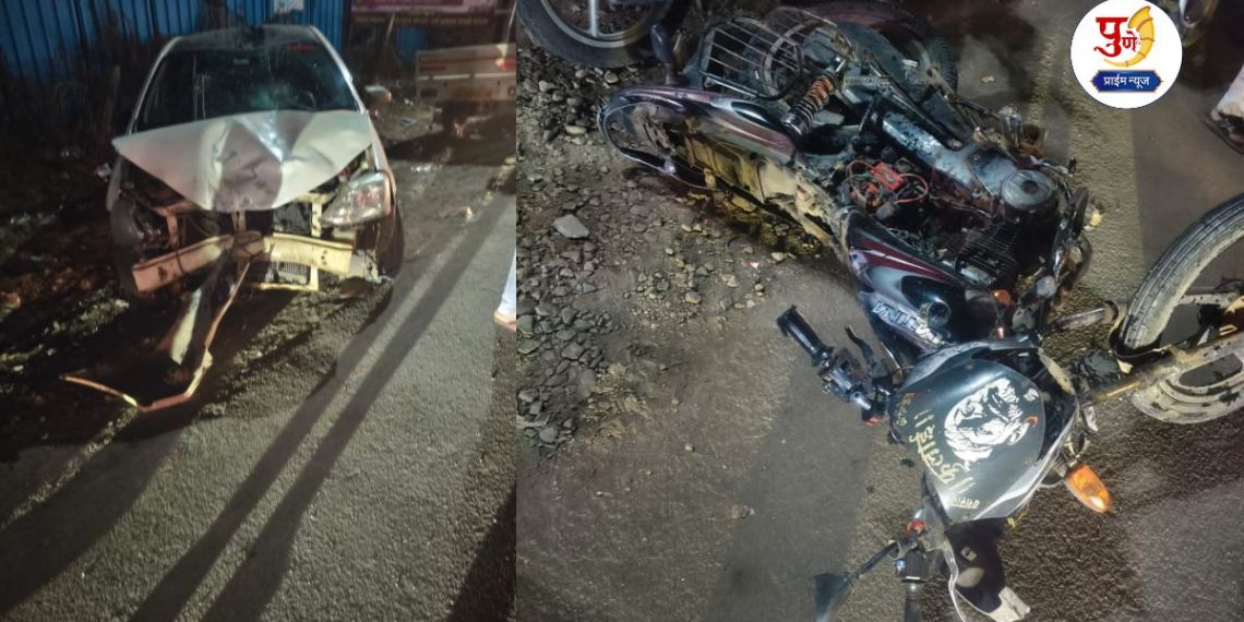 Uruli Kanchan News: Terrible accident on Uruli Kanchan-Jejuri road! Two vehicles collide head-on in front of Prime Plus Hospital; Three people seriously injured