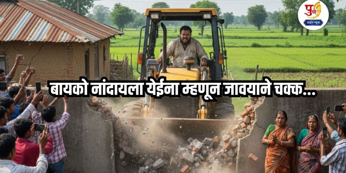 Viral News: I will go to my home..! The son-in-law put a bulldozer on the father-in-law's house because his wife did not come to sleep