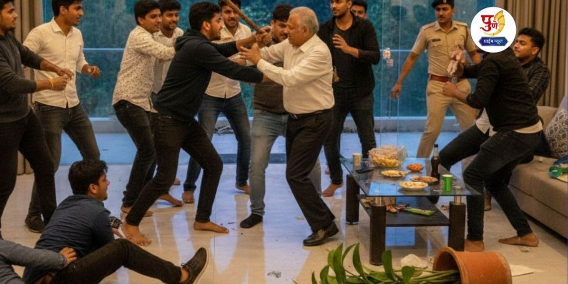 Pune Crime: Hooliganism by drunken youths in Pune! A storm broke out in the villa; Villa owner and caretaker were beaten with sticks