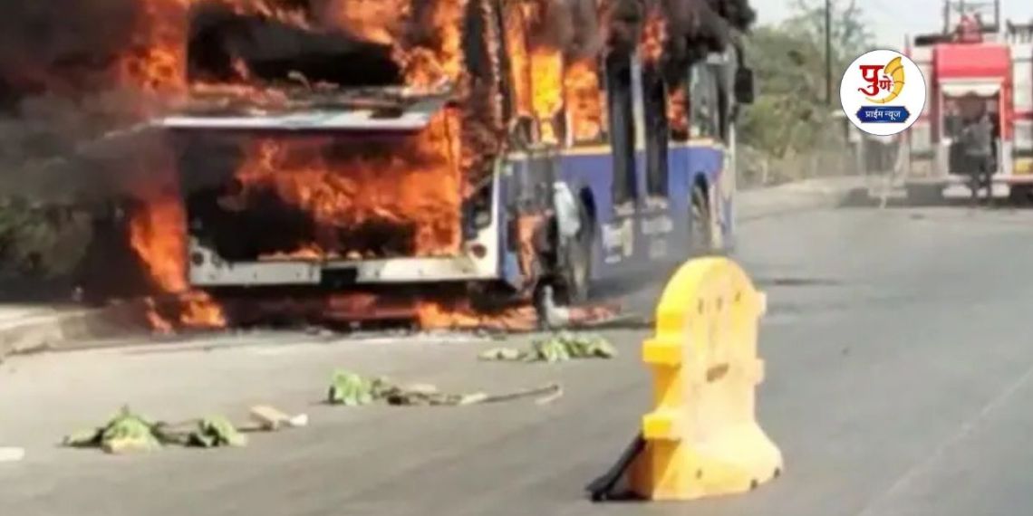 Pune Fire: Fire rages in Pune! A moving PMPML bus caught fire; Smoke came out of the engine and everything went wrong...