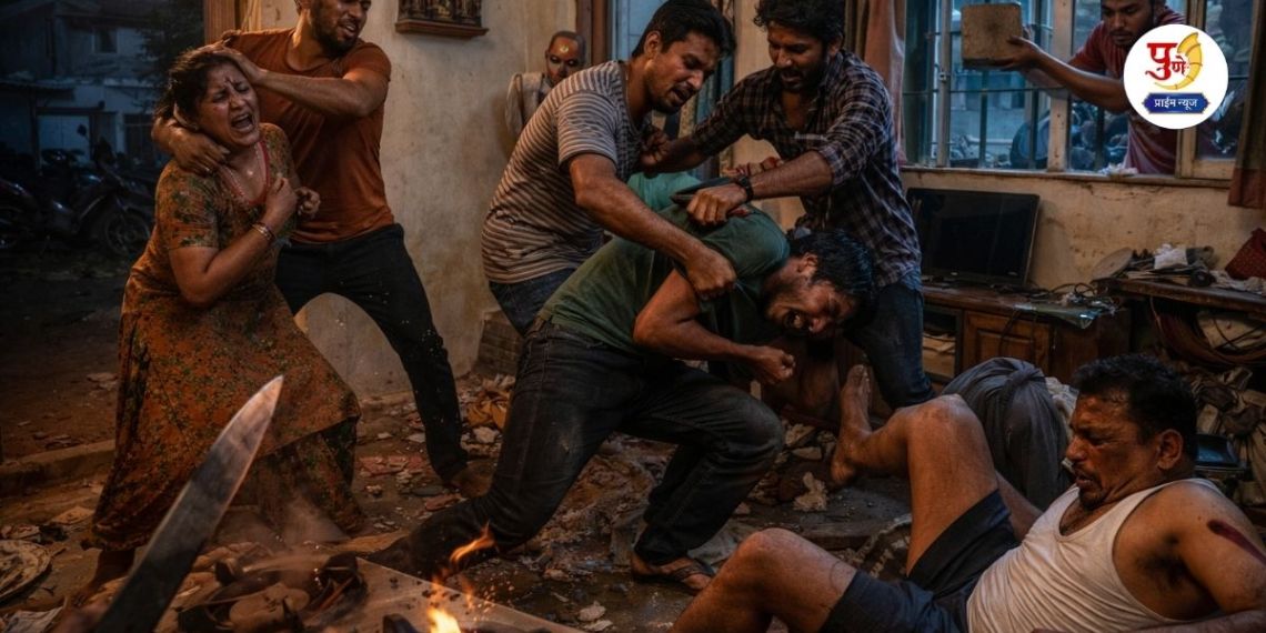 Pune Crime: "Koyata Gang" terrorizes Kothrud! Enters house and brutally beats up family; 5 people who terrorized the residents by asking "Why are you roaming around the settlement?" arrested