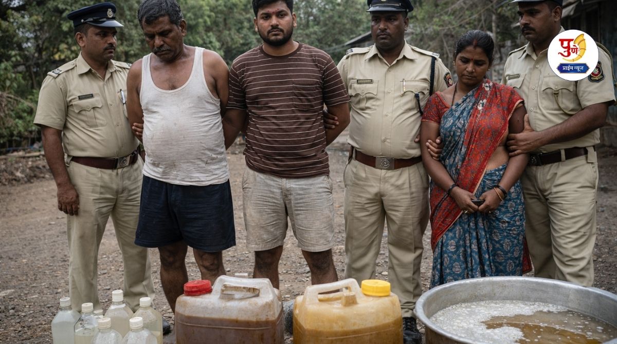 Theur News: Police raid illegal liquor sale in Theur, charges against three including a woman