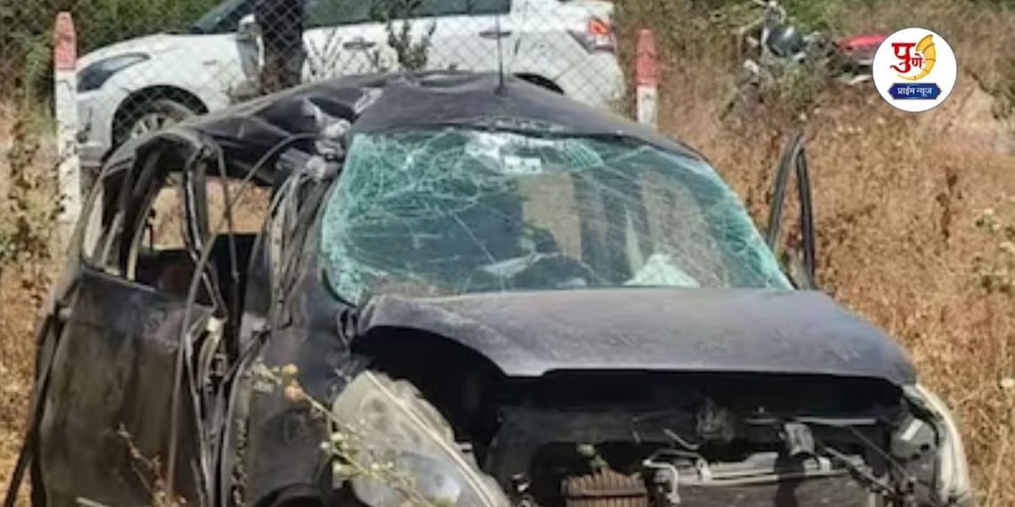 Horrific accident in Ahilyanagar! Students' car overturns on Jamkhed-Karjat road; 7 seriously injured