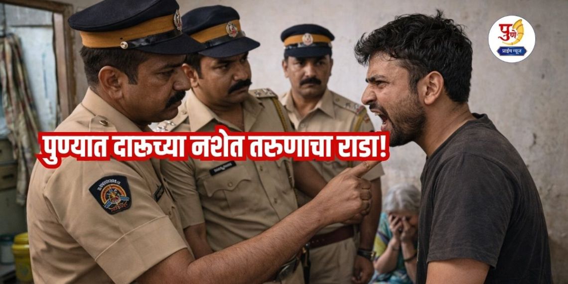 Drunk youth in Pune! He ran at the police after being told "Don't hit your mother"; he broke the buttons of his uniform and...