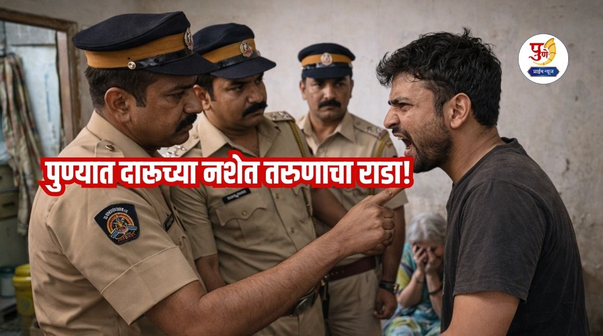 Drunk youth in Pune! He ran at the police after being told "Don't hit your mother"; he broke the buttons of his uniform and...